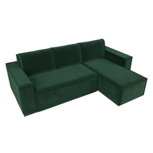 კუთხის გასაშლელი დივანი სათავსოთი Geneva Dark Green 238x159x75 სმ