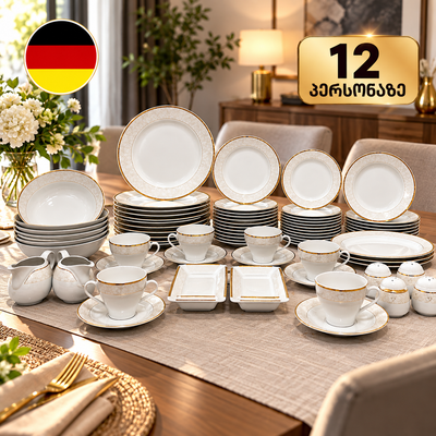 გერმანული ჭურჭლის ნაკრები 12 პერსონაზე Maghsoud Henrin 71PCS