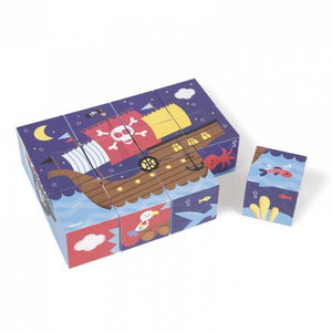 სათამაშო კუბების ფაზლი Janod Cubes made of pasteboard Pirates J02984