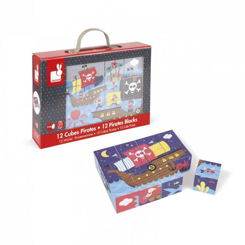 სათამაშო კუბების ფაზლი Janod Cubes made of pasteboard Pirates J02984