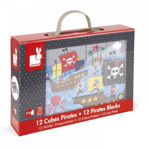 სათამაშო კუბების ფაზლი Janod Cubes made of pasteboard Pirates J02984