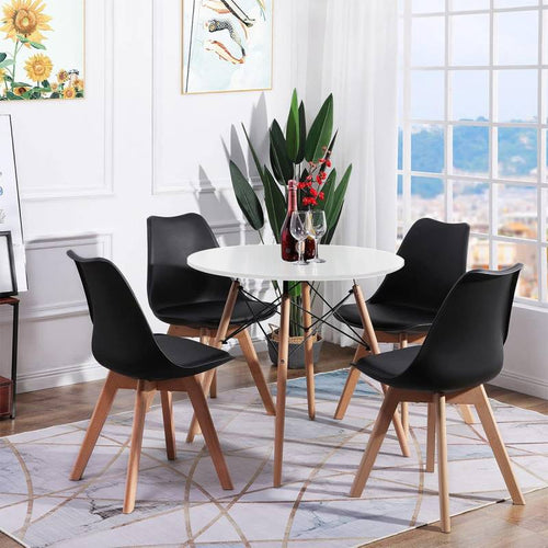 მრგვალი მაგიდის და 4 ცალი სკამის ნაკრები (HSF-1027/ HSF-1029 (black) 4X)(A3790)