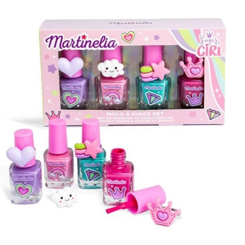 საბავშვო ლაქის და ბეჭდების ნაკრები MARTINELIA NAIL POLISH RING 90198