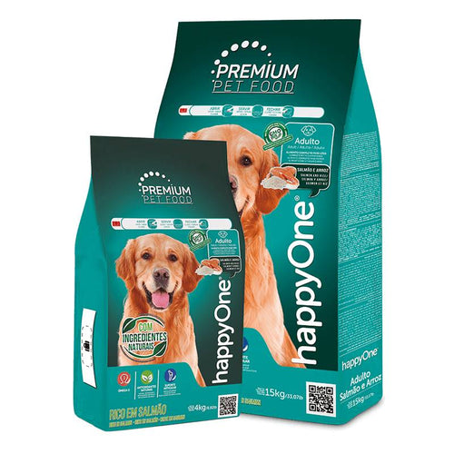 პრემიუმ კლასის ზრდასრული ძაღლის საკვები HappyOne Adult Dog with Salmon and Rice (1620 00947)