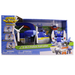 სათამაშო თვითმფრინავი და მანქანა Super Wings 2-1-ში Police Patroller S4 EU740834