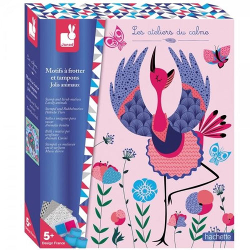 სათამაშო სახატავი ნაკრები Janod Cards with stamps Lovely animals J07819