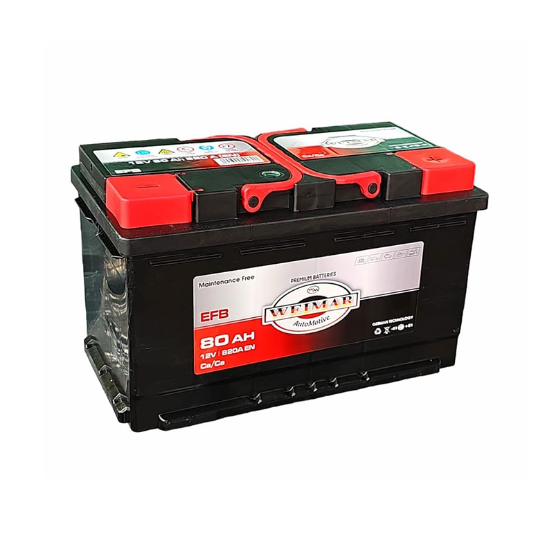 ავტომობილის აკუმულატორი 80ამპ WEIMAR 12V 80 AH 820A / L4-EFB