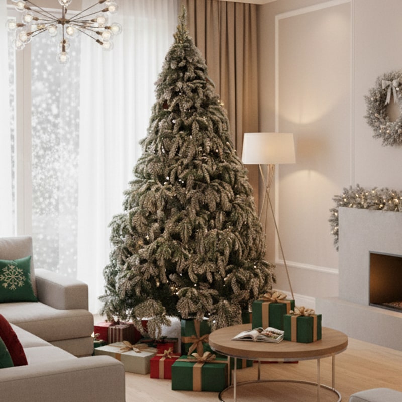 ნაძვის ხე დაფიფქული სილიკონის წიწვებით 180 სმ-დან 300 სმ-მდე SP927 Spoly