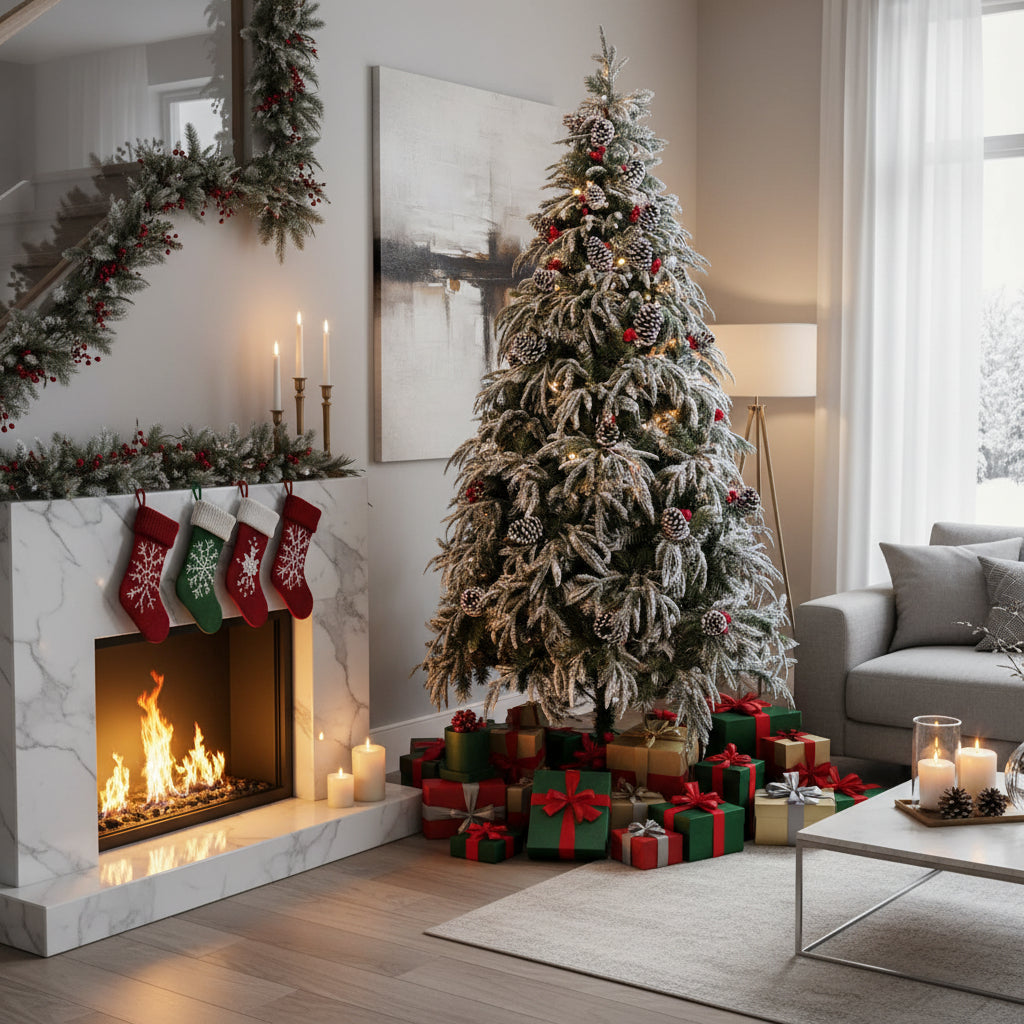 ნაძვის ხე დათოვილი, გირჩით და კენკრით 180 სმ-დან 300 სმ-მდე SP65