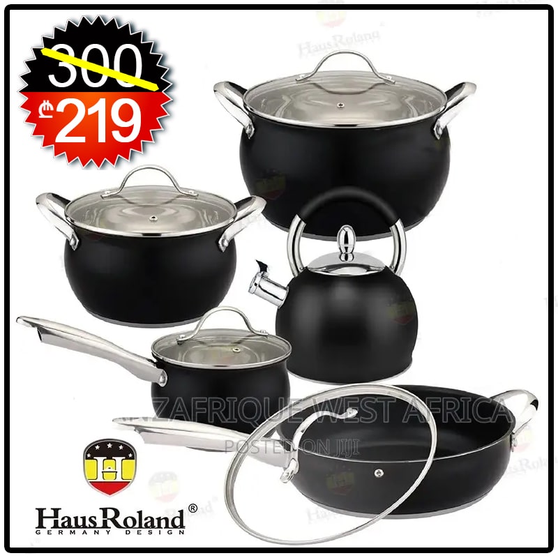 House Roland Pots Stainless Steel Pot Set with Lid HausRoland 5PCS Black – ყიდვა ყველაზე ...