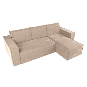 კუთხის გასაშლელი დივანი სათავსოთი Geneva Light Beige 238x159x75 სმ