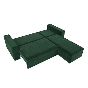 კუთხის გასაშლელი დივანი სათავსოთი Geneva Dark Green 238x159x75 სმ