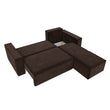 კუთხის გასაშლელი დივანი სათავსოთი Geneva Dark Brown 238x159x75 სმ