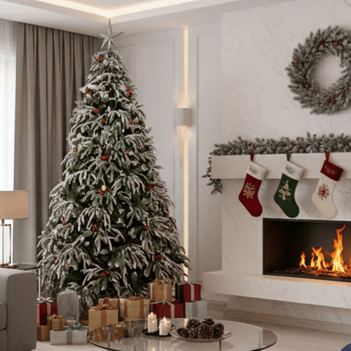 ნაძვის ხე სილიკონის წიწვებით, გირჩით და კენკრით 180 სმ-დან 300 სმ-მდე SP46