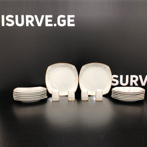 კერამიკის თეფშების ნაკრები სამარილეებით KC Rose 18PCS