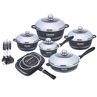 გრანიტის ქვაბების ნაკრები Dessini 23PCS Die Cast Set შავი