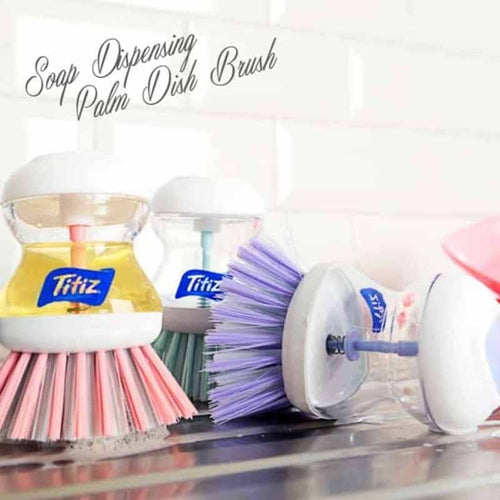 ჭურჭლის სარეცხი ჯაგრისი დისპენსერით 2 ცალი Titiz Soap Dispensing Palm Dish Brush