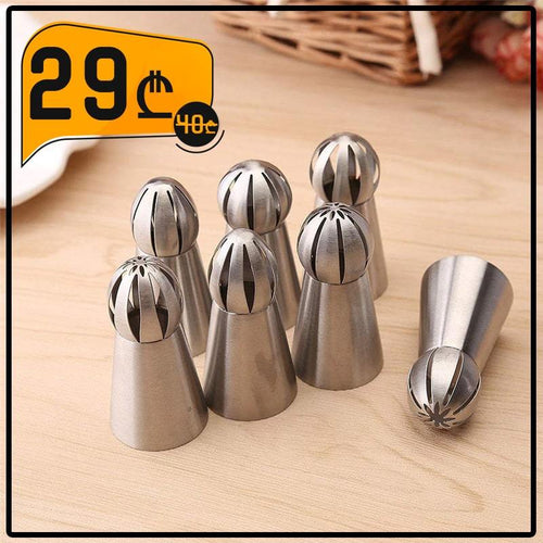 7 ცალი ნამცხვრის დეკორატორი სილიკონის ტომრით 25522 UCO