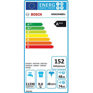 სარეცხი მანქანა 9კგ BOSCH WAW 24460EU კლასი A+++