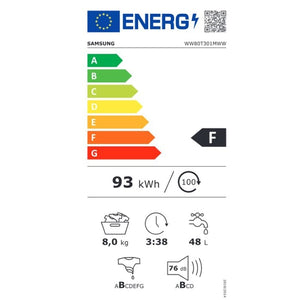 სარეცხი მანქანა 8 კგ Samsung WW80T301MWW