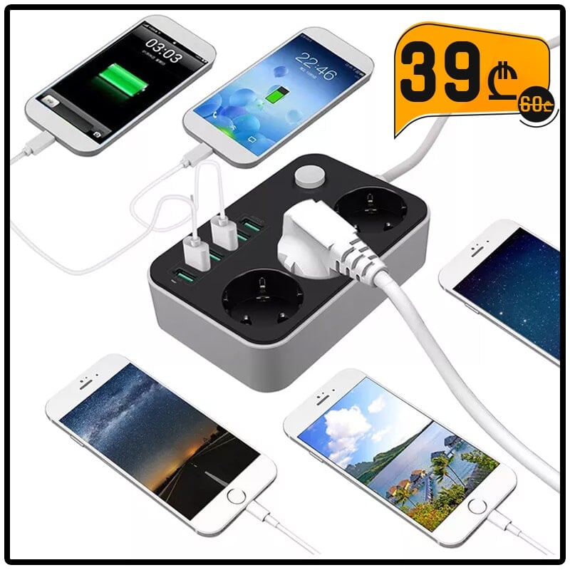 დამაგრძელებელი 6 USB + 3 ელექტრო პორტით Arson AN-63