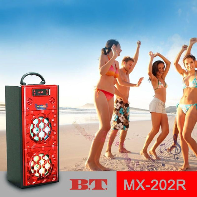 სამგზავრო დინამიკი მიკროფონით BT MX-202R Bluetooth, AUX, FM, USB