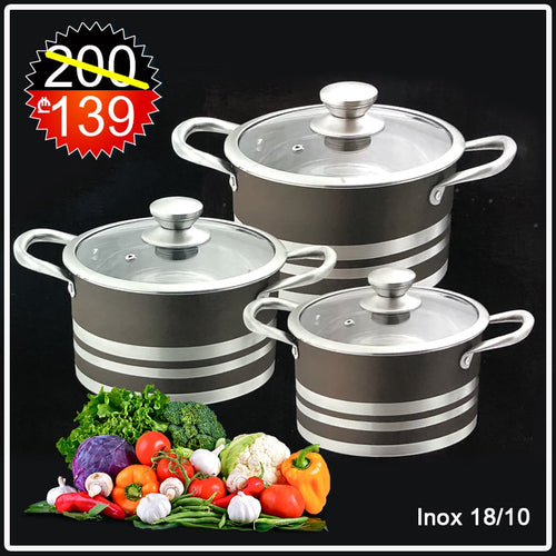 უჟანგავი ფოლადის ქვაბების ნაკრები 3PCS MaxBosch MB-2333