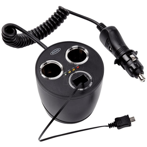 მულტი ადაპტერი 2x12ვ- 10ამპ, Micro USB Ring RMS13