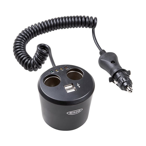 მულტი ადაპტერი 2x12ვ- 8ამპ, USB Ring RMS10